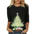 thumbnail image 2 of Holiday Gifts! Titcea Christmas Shirts for Women 3/4 Sleeve Crewneck Glitter Xmas Tree Print Pullover Christmas Sweaters 2024 Fashion Casual Tops, 2 of 4