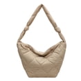 thumbnail image 1 of Bolso de bola de masa acolchado informal para mujer con correa de nudo Bolso de ocio suave para mujer (Beige), 1 of 9