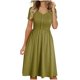 thumbnail image 2 of Moda mujer vestidos verano sólido Casual cuello en V manga corta botón vacaciones playa Mini vestido Fridja  qw6458, 2 of 5