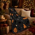 thumbnail image 3 of Playful Black Cats Pumpkins Halloween Pattern, Playful Pet Portrait Pattern, Warm Flannel Blanket for Living Room and Bedroom, Cat Lovers Halloween Gift, Pet Lover Home Decor, 3 of 9