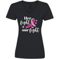 thumbnail image 3 of Inktastic Breast Cancer Awareness Her Fight is our fight Women's V-Neck T-Shirt, 3 of 5