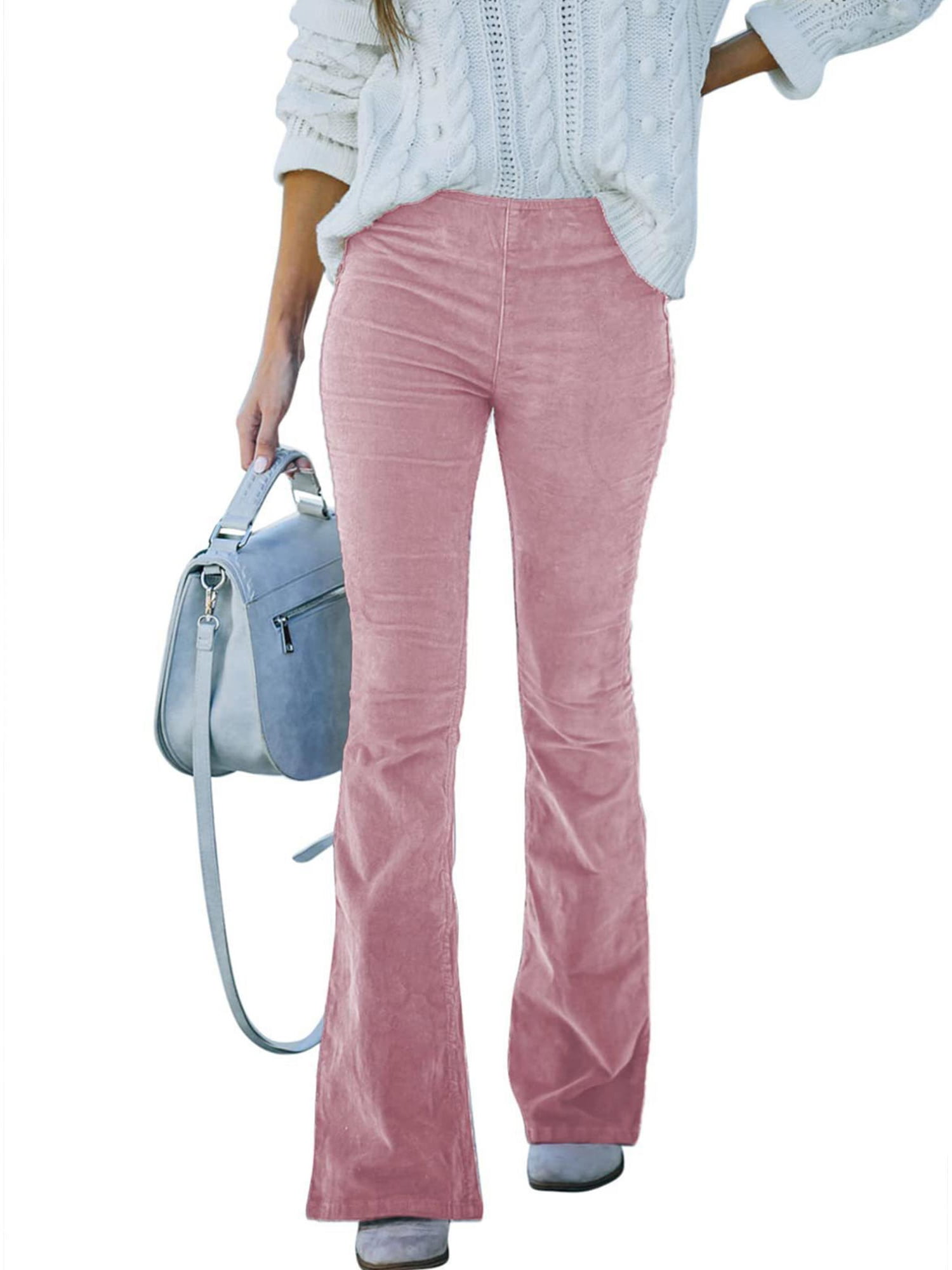 Julycc Womens High Waist Bootcut Chino Skinny Corduroy Wide Leg FLare