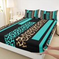 thumbnail image 3 of Feelyou Leopard Cheetah Print Full Size Sheets, Modern Fashion Cyan Bed Sheets, Teens Adult Women Men Sheet Sets, Super Cozy Room Decor, 4pcs, 3 of 7