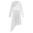 thumbnail image 6 of YiZYiF Lyrical Dance Dress for Women Sequins Long Sleeve Tulle Skirt Contemporary Dancing Clothes White M, 6 of 7
