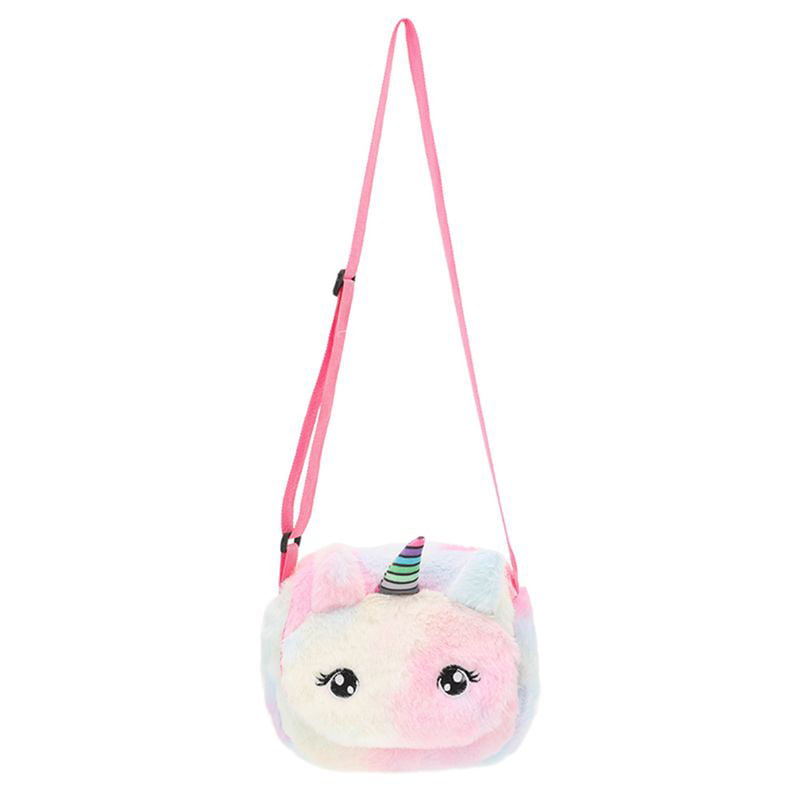 SJENERT 1PC Soft Plush Crossbody Purse Cute Unicorn Shoulder Bag Rainbow Small  Pouch Wallet for Women Girls, Multi Styles(Style 3) 