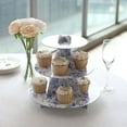 thumbnail image 4 of Efavormart 3-Tier White Blue Cardboard Cupcake Stand with Chinoiserie Floral Print, Tea Party Dessert Display Stand Round Serving Platter - 11" Tall, 4 of 11