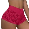 thumbnail image 2 of Boxers, Womens Solid Color Lace Mid Low Waist High Elasticity Lift Buttocks Cultivate Oneself Boxers Briefs, 2 of 3