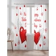 thumbnail image 4 of Semi Sheer Window Curtains 96 Inches Long, Happy Valentine's Day Rod Pocket Voile Silky Chiffon Curtain Treatment Drapes for Kitchen, Living Room, Red Love Heart Fly Romantic 52"x96", 2 Panels, 4 of 9