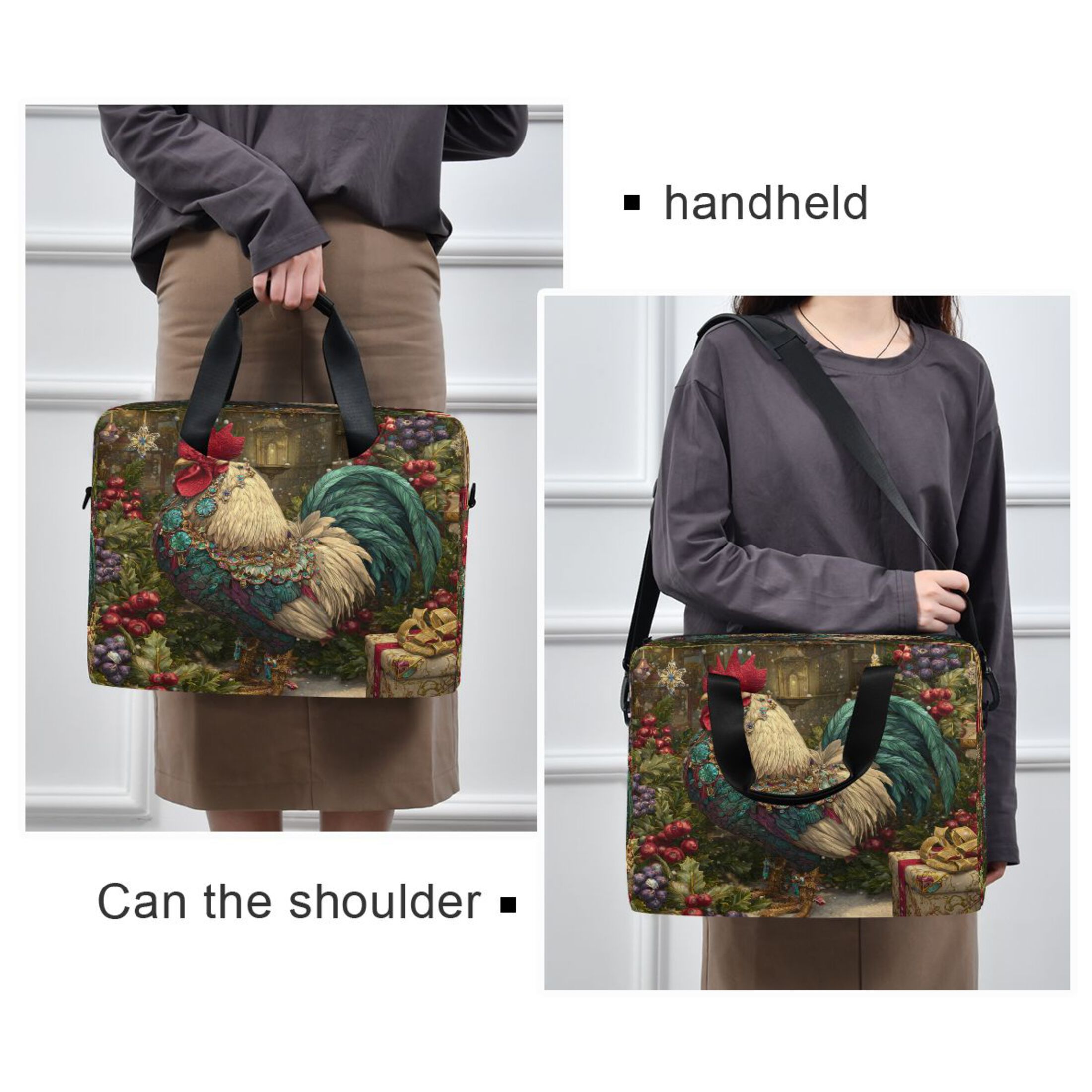 Laptop Bag Laptop Briefcase 15.7 x 3 x 11.8 Inches Laptop Bag Briefcases Laptop Storage Travel Laptop Bag Work Laptop Bag Magical Christmas Rooster