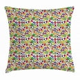 thumbnail image 1 of Vegan Throw Pillow Cushion Cover, Colorful Hand Sketched Pattern with Various Different Fruits Freshness of Summer, Decorative Square Accent Pillow Case, 16 X 16 Inches, Multicolor, by Ambesonne, 1 of 2