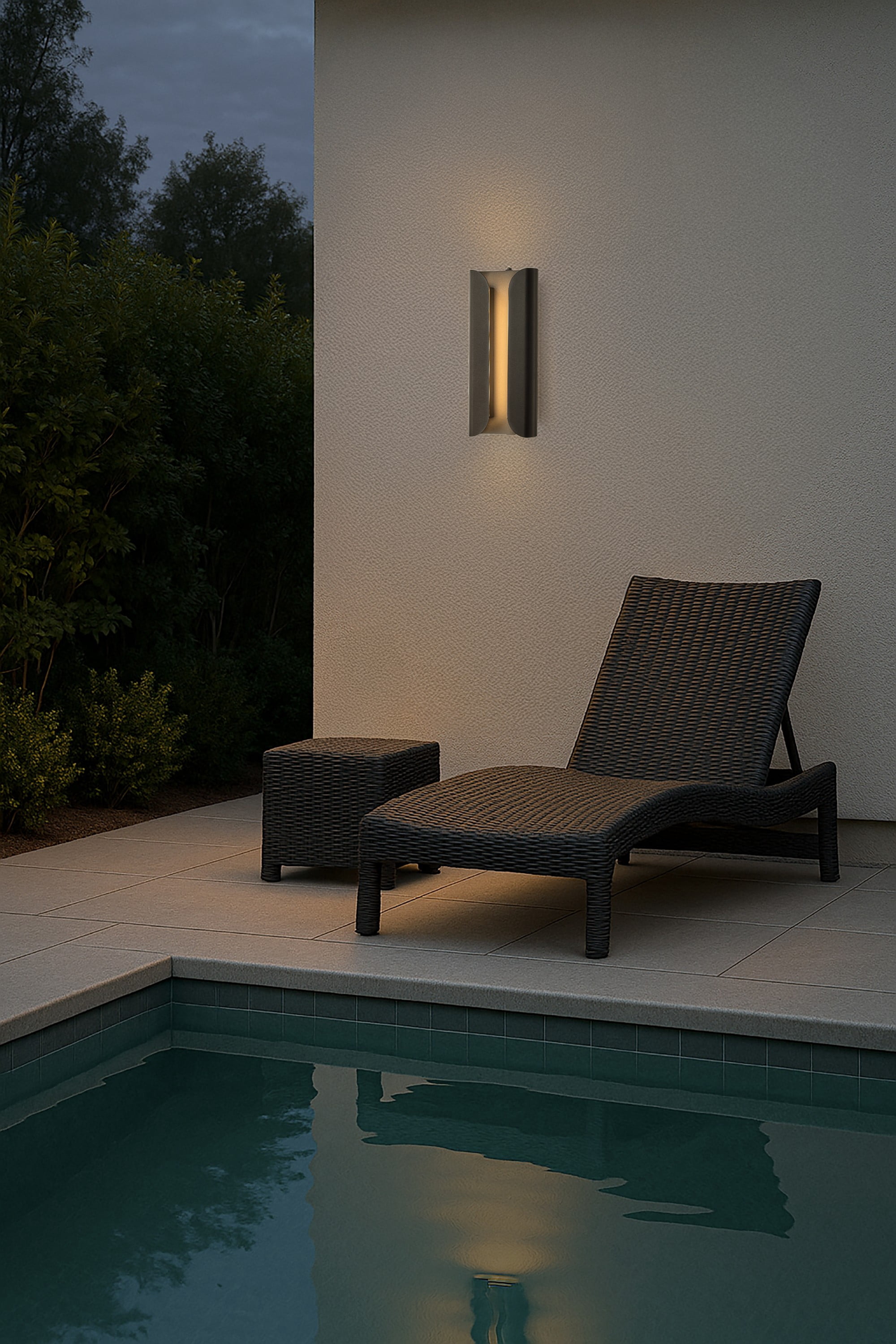 H15" Matte Black 24W Integrated LED Wall Sconce with Acrylic Shade Modern Simplicity Outdoor Wall Light with Dusk to Dawn Sensor for Porch  Garage
