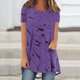 thumbnail image 2 of Tops Cortos para Mujeres Casual Impreso Delantero Corto Espalda Larga Manga Corta Raglan Cuello Redondo Superior, 2 of 5