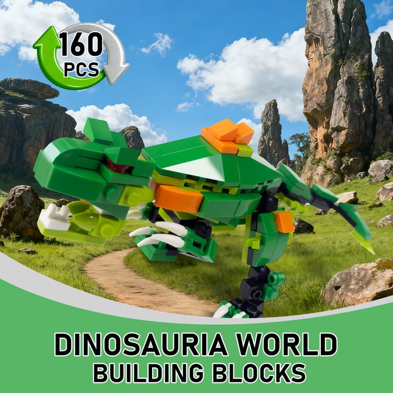 MAXKY 6 in 1 Dinosaur Building Blocks Set, 160 Pieces photo 2