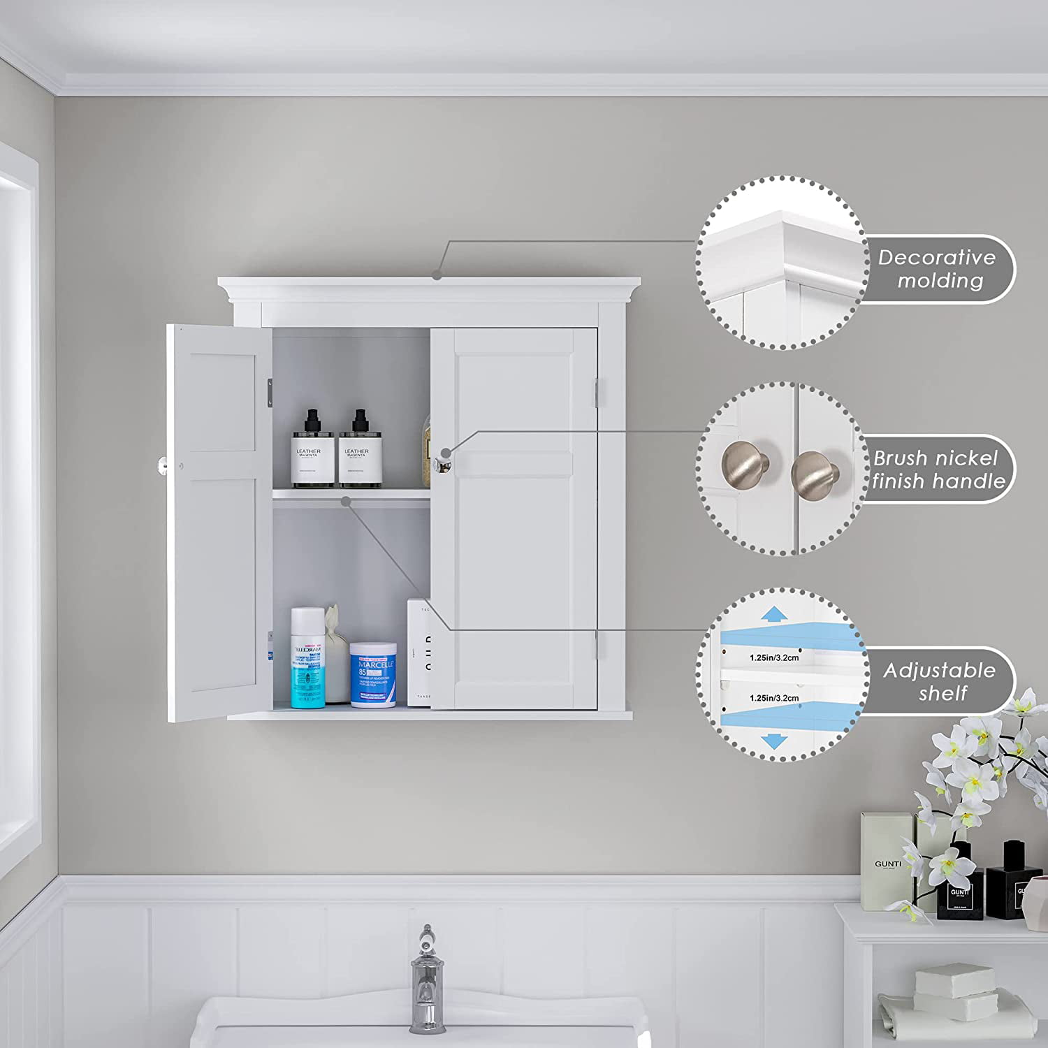 Buy UTEX Bathroom Wall Cabinet,Bathroom Cabinet Wall Mounted with Doors ...