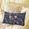 thumbnail image 4 of Navy Blue Flowers Pillow Covers, Linen Long Throw Pillow Case, Spring Vintage Floral Leaves Farmhouse Holiday Pillow Protector Decorative Cushion Cover for Living Room/Bedroom 12" x 20", 4 of 8