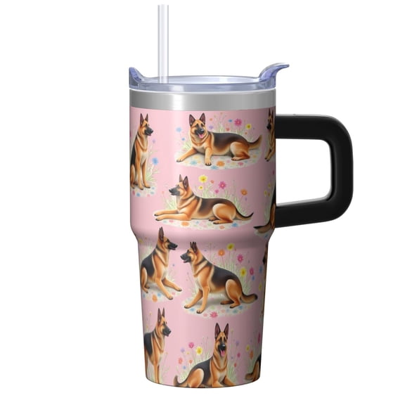 20OZ Cute Dog Outdoor Tumbler with Handle Straw and Lid Paw Print Coffee Cup for Women Friends Great Holiday Birthday Presents Ideal for Camping Hiking and Picnics