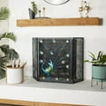 thumbnail image 3 of DecMode Black Eclectic Metal Fireplace Screen with Colorful Peacock Detail and Iron Frame, 48"W x 32"H, 3 of 14