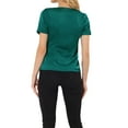 thumbnail image 3 of INSPIRE CHIC Women's Casual Henley Shirts Pleated Round Neck Puff Sleeve Blouse Top, 3 of 5