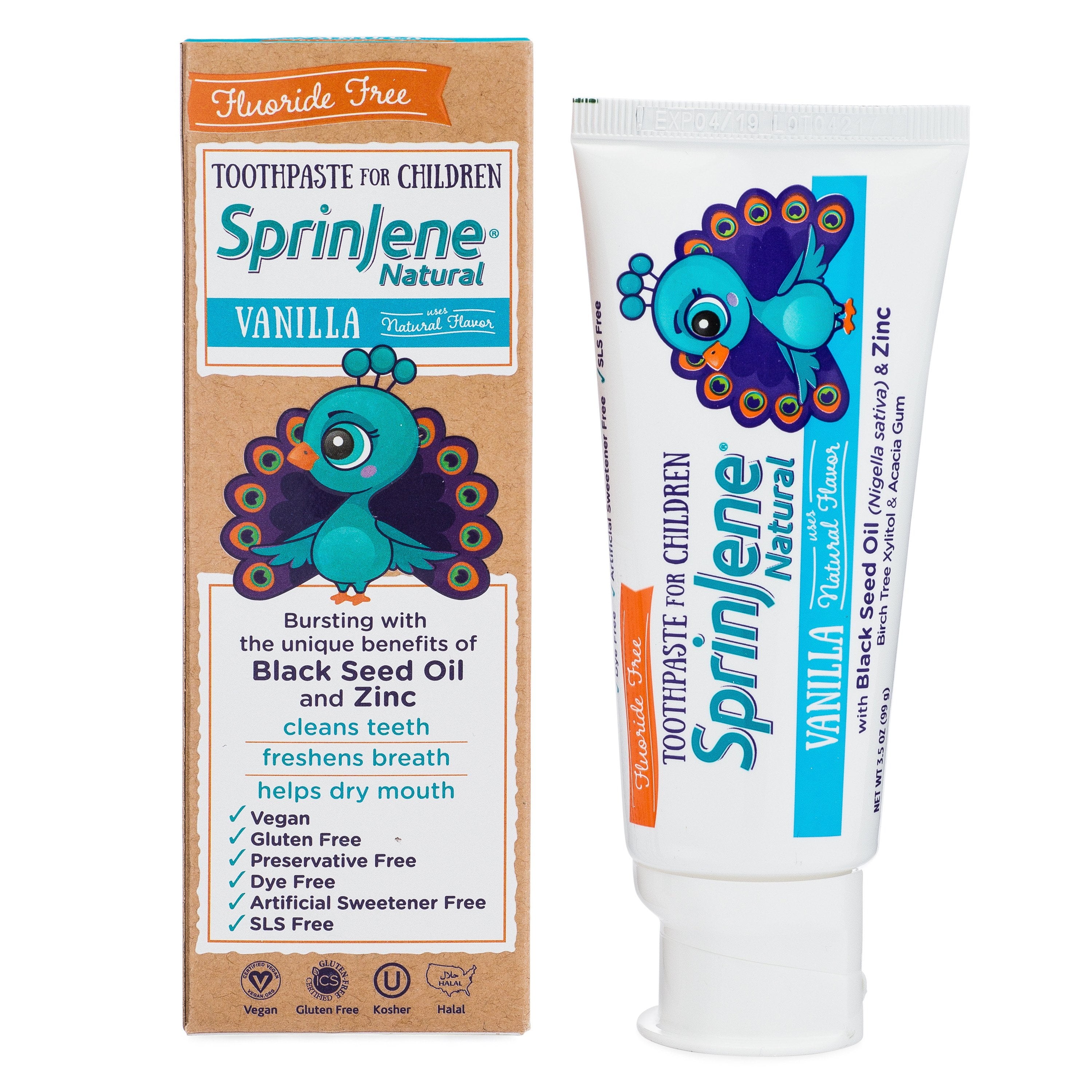 SprinJene Natural® Kids Fluoride Free Toothpaste - Vanilla 2 Pack Bundle