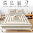 thumbnail image 5 of King Size Fitted Sheet Set - Beige White Geometric 3 Piece Bedding Sets 16" Deep Pocket Fitted Sheet with 2 Pillowcases, Square Minimalist Modern Brushed Microfiber Hotel Luxury Bed Sheets, 5 of 9