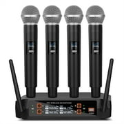 Depusheng DX4 Wireless Microphone Professional 4-Channel Handheld Microphone for Karaoke,Meeting,Party,Church,Speech