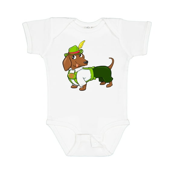 Inktastic Cute Brown Dachshund in Traditional German Wear Boys or Girls Baby Bodysuit