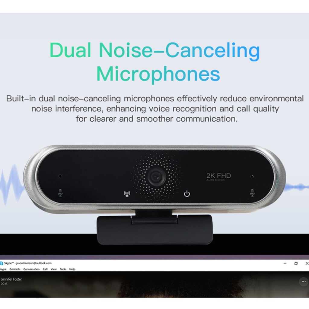 Intelligent Focus 2K Webcam With Bright Image And Built In Microphone For Computer Meetings