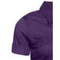 thumbnail image 5 of J. METHOD Women's Tailored Button Down Shirt Cuffed Short Sleeve Stretch Collar Office Work Formal Casual Basic Blouse Top NEWT06 Purple L, 5 of 5