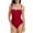 A_Red One Piece Swimwear, variant on Women's One Piece Swimsuit Tummy Control Bathing Suits Square Neck Swimwear Ruched Tankini Monokini Beachwear Gray M