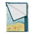 thumbnail image 2 of Beach Soft Flannel Fleece Blanket, Maritime Themed Frames with Waves Sun Trees Dolphins Birds Exotic Sea Pattern, Cozy Plush for Indoor and Outdoor Use, 60" x 80", Blue Beige Green, by Ambesonne, 2 of 5