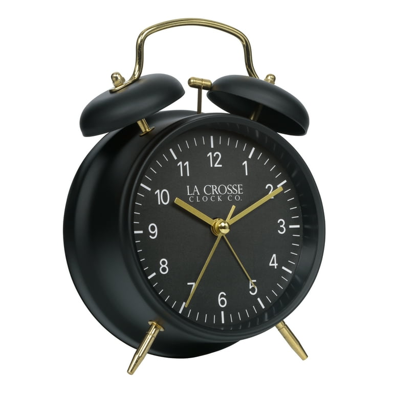 La Crosse Modern Black and Gold Twin Bell Analog Quartz Deep Sleep