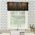 thumbnail image 3 of Rustic Barn Door Thermal Insulated Window Curtain Valance Brown Wood Grain Wooden Farmhouse Door Privacy Decorative Rod Pocket Short Window Valance Curtains 54 by 18 in, 2 Panel, 3 of 6