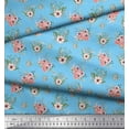 thumbnail image 2 of Soimoi Blue Moss Georgette Fabric Mignon Dahlia & Peony Floral Decor Fabric Printed 1 Yard 44 Inch Wide, 2 of 3