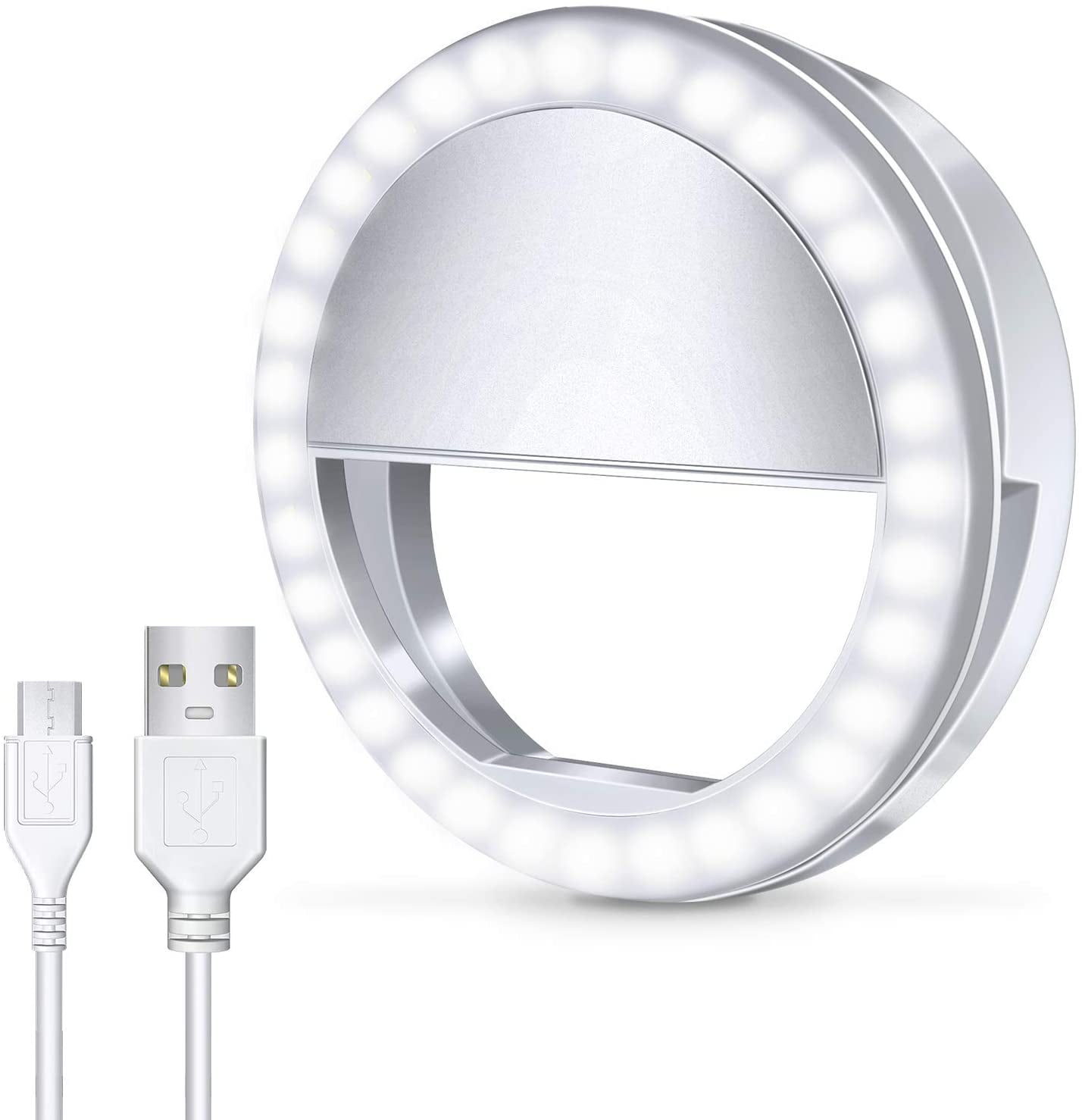 Mini Selfie Ring Light Rechargeable Selfie LED Camera Light with 3 Levels of Brightness Makeup Light Ring