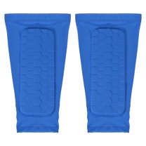 Uxcell Soccer Shin Guards, Shin Pads Calf Protective Gear Lightweight Breathable Compression Sleeve with Hexagonal Pads Blue S