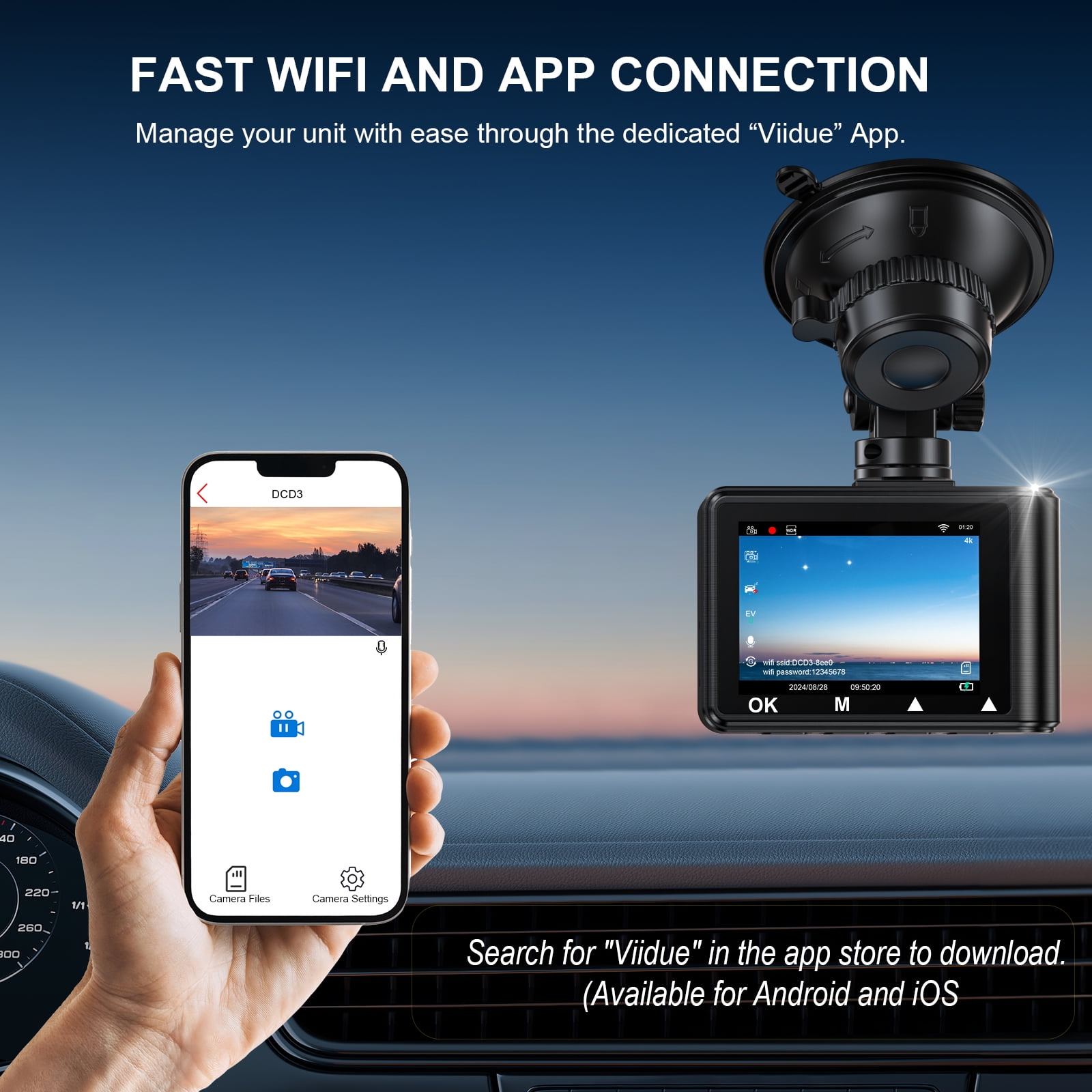 AUOSHI 3-Channel Dash Cam Front Inside Rear, 4K/2.5K + 1080P