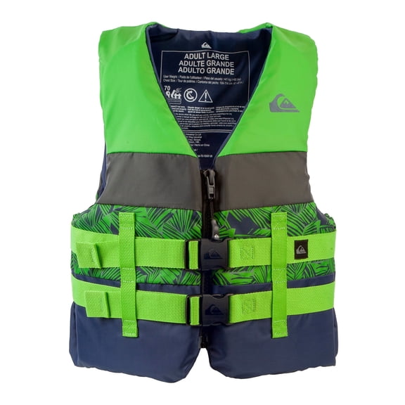 QUIKSILVER USCG Approved Adult Life Jacket, Lightweight EPE Foam and Quick-Release Buckles for Fishing Boating Kayaking - L Size