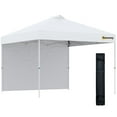 thumbnail image 2 of Outsunny 10' x 10' Pop-Up Canopy Tent with 1 Removable Sidewall, Commercial Instant Sun Shelter, Tents for Parties with Wheeled Carry Bag for Outdoor, Garden, Patio, White, 2 of 9