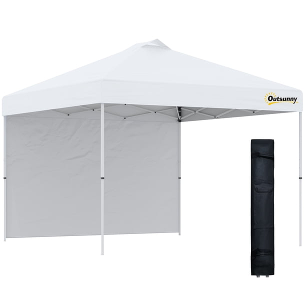 Outsunny 10' x 10' PopUp Canopy Tent with 1 Sidewall, Instant Sun