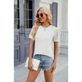thumbnail image 6 of Anbech Women's Lace Splicing Blouse Shirt Splice Short Sleeve Loose Casual Bright Solid Color Tops, 6 of 9