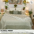 thumbnail image 6 of Handmade quilt, block printed floral quilt, boho decorative winter quilt, Indian bedding quilt, throw and blanket for room, 6 of 6