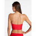 thumbnail image 4 of No Boundaries Embroidered Red Bandeau Cropped Tankini Swim Top, Women's XXS-XXL, 4 of 6