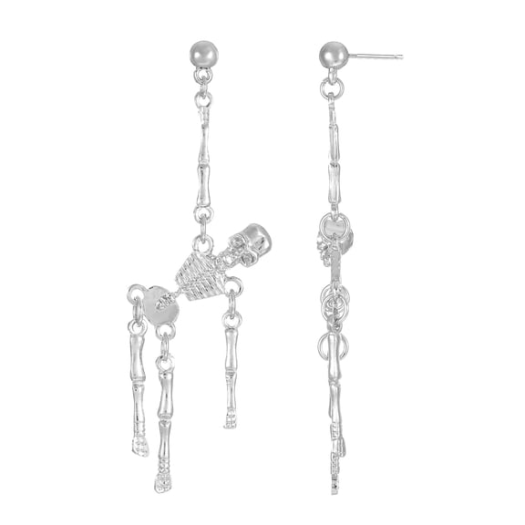 Way to Celebrate Halloween Silver Skeleton Dangle Earrings