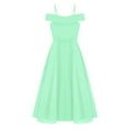 thumbnail image 2 of vastwit Kids Flower Girl Off The Shoulder Party Dress A Line Floor Length Chiffon Junior Bridesmaid Dress Mint Green 12, 2 of 6