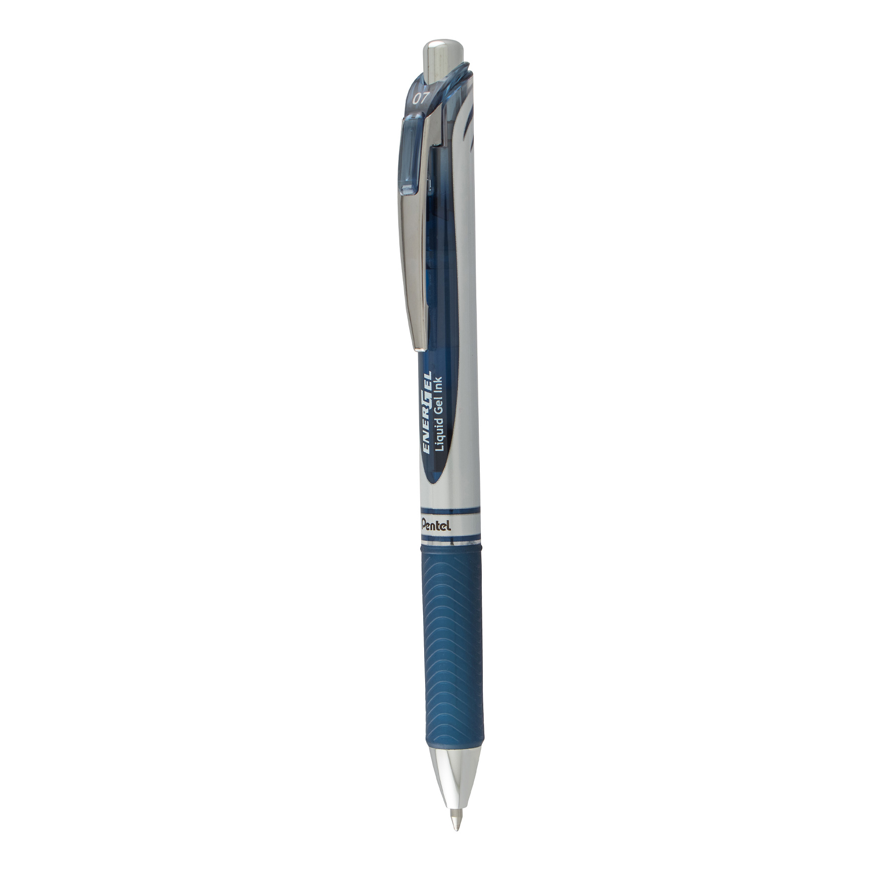 Pentel EnerGel RTX Retractable Liquid Gel Pen, (0.7mm) Metal Tip, Medium Line, Navy Blue Ink, 1 Dozen