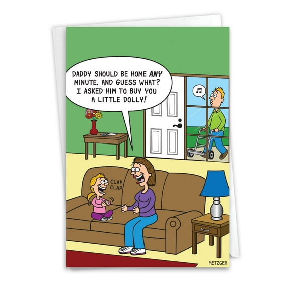 NobleWorks Father's Day Greeting Card with 5 x 7 Inch Envelope (1 Card) Little Dolly Father'S Day Humor Greeting Card 0261