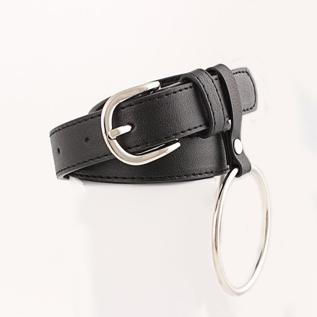 Cinturón de cuero Artificial Vintage para mujer, cinturón con hebilla de anillo geométrico, correa para la cintura
