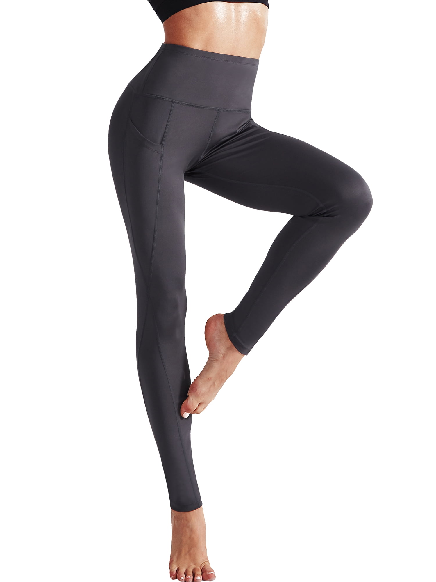 NELEUS Womens High Waist Running Workout Yoga Leggings with Pockets,Black+ Gray+Navy Blue,US Size XL 