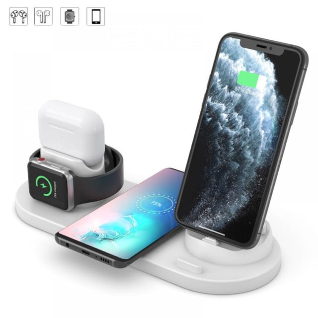 6 In 1 Charging Dock Charger Stand For Watch Series/Air Pods Station White