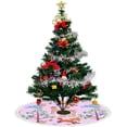 thumbnail image 4 of GZHJMY Animal in Forest On Pink Christmas Tree Skirt 30" for Indoor Outdoor Holiday Party Office Store Cupboard Decoration, 4 of 5